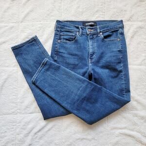 Express Super High Rise Straight Leg Mom Jeans